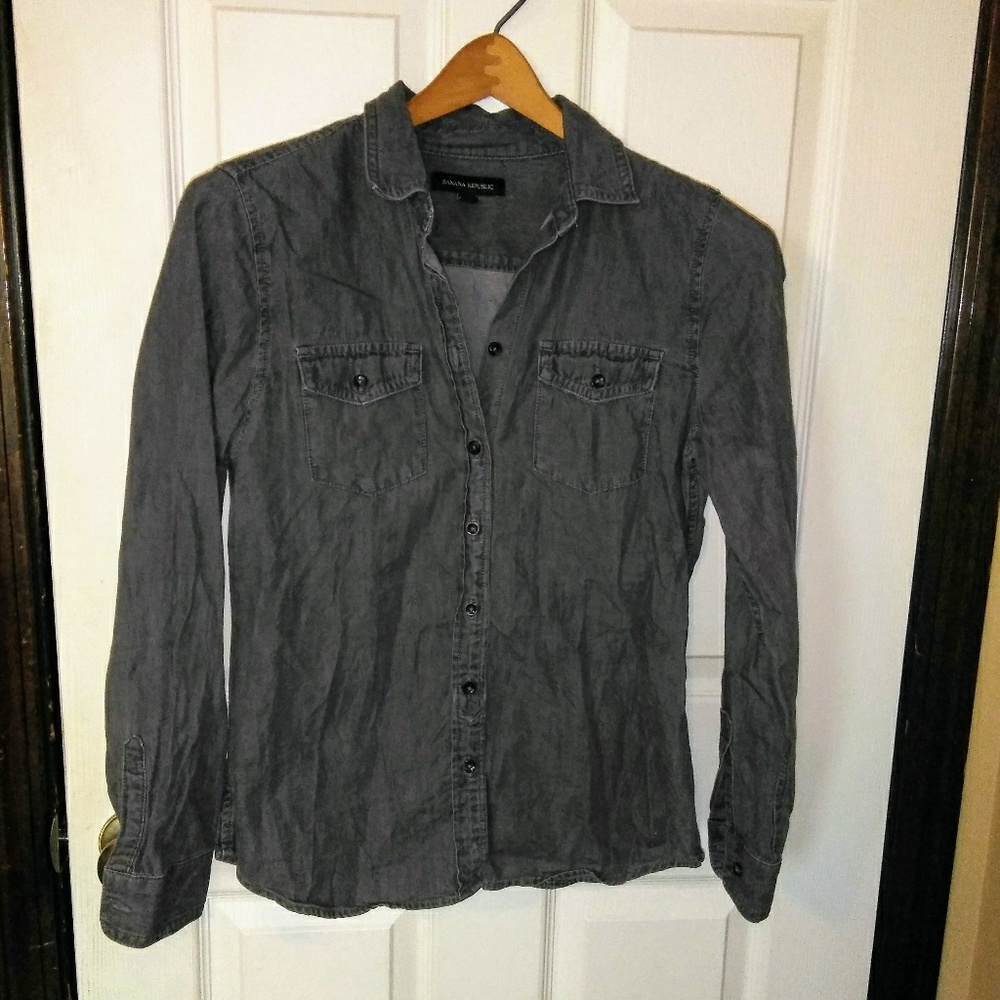 Banana Republic Grey Denim Button Up